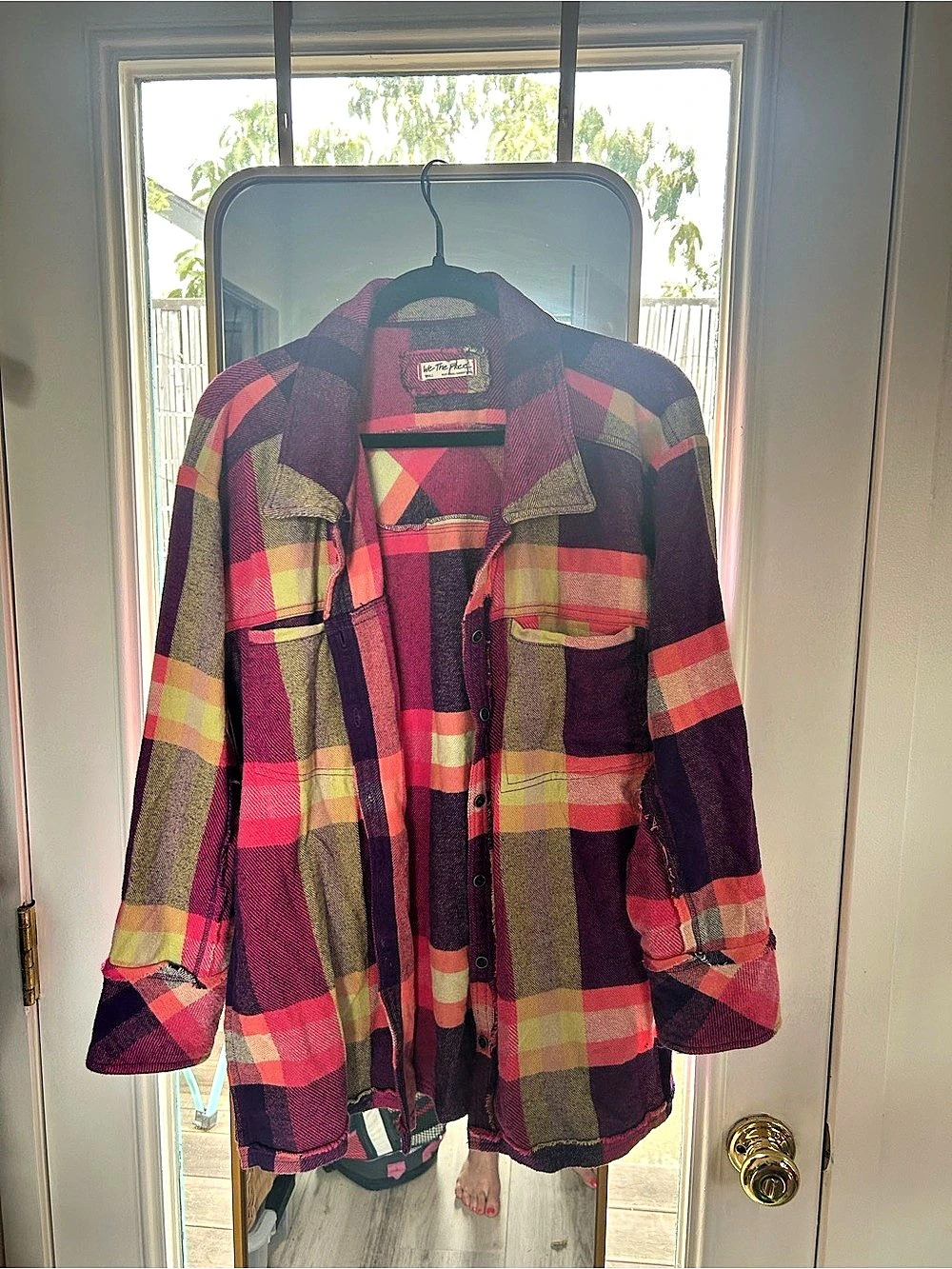 We The Free Summer Daydream Plaid Buttondown Utility Jacket Red & Purple Small